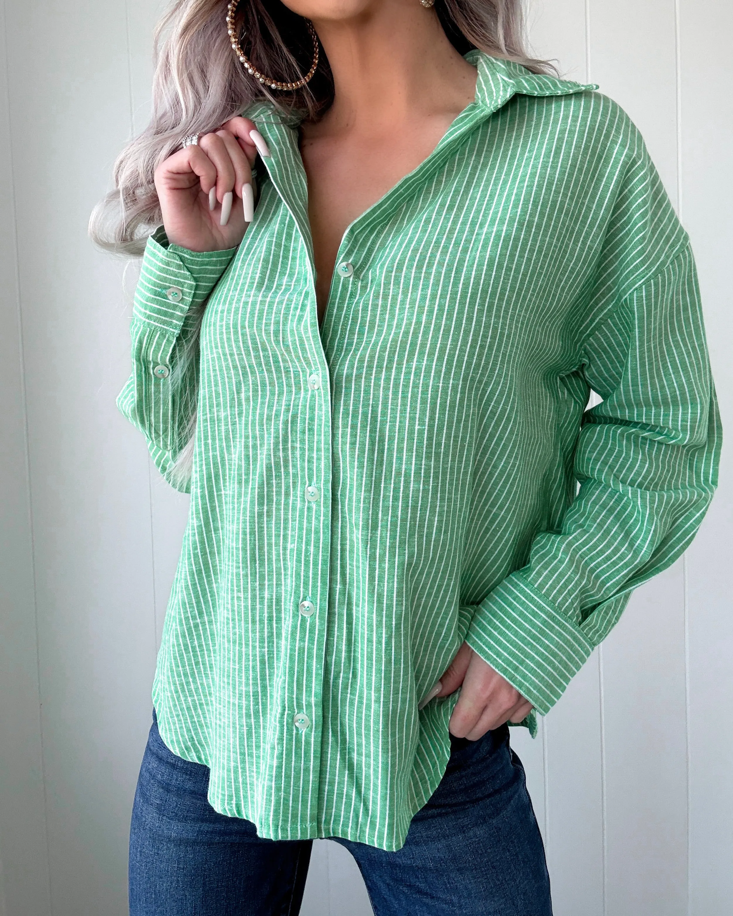 Classic Edge Striped Button-Up - Green