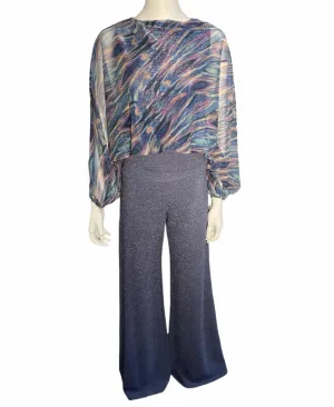 CLEARANCE - Blue Glitter Wide Leg Pant