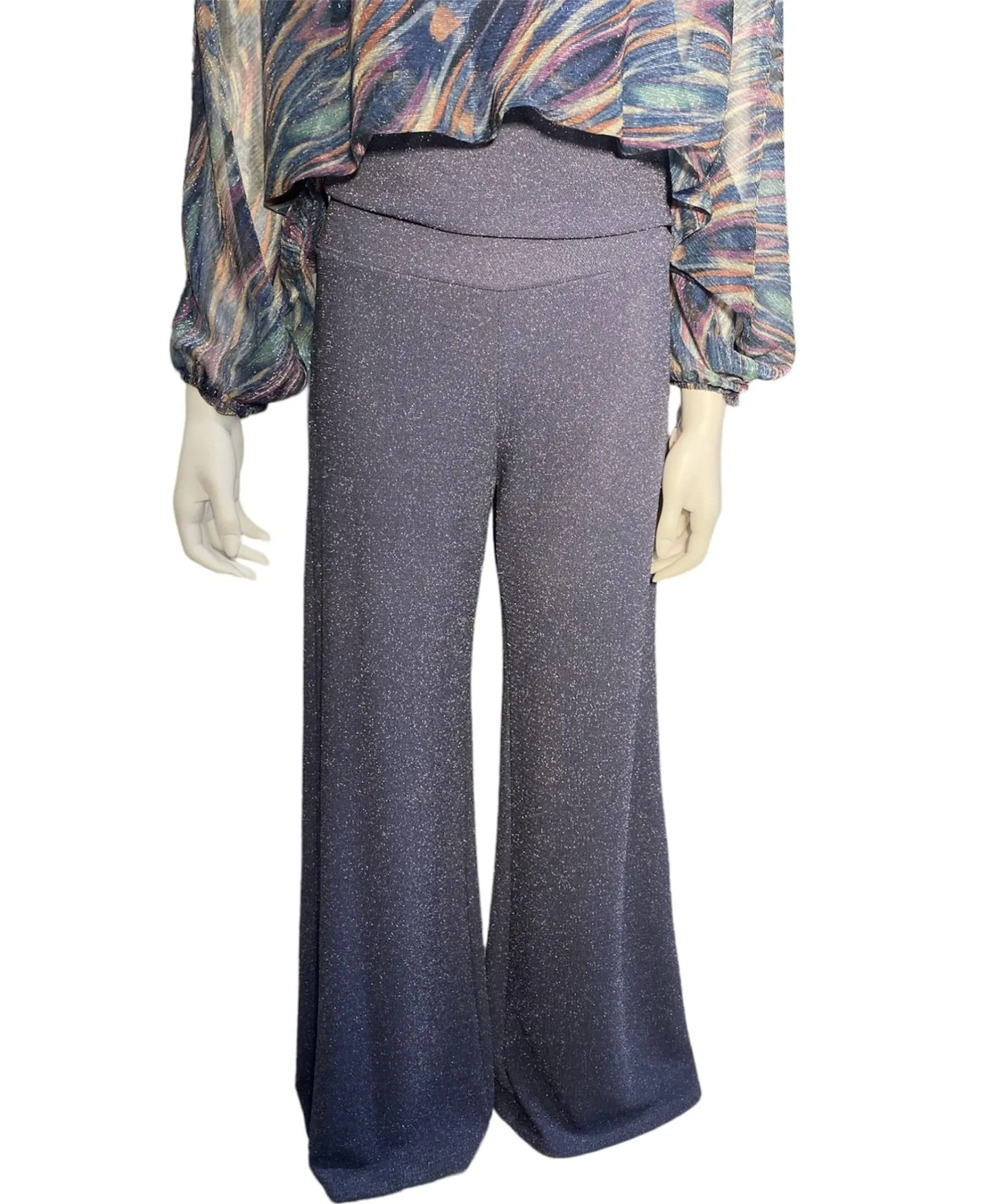 CLEARANCE - Blue Glitter Wide Leg Pant