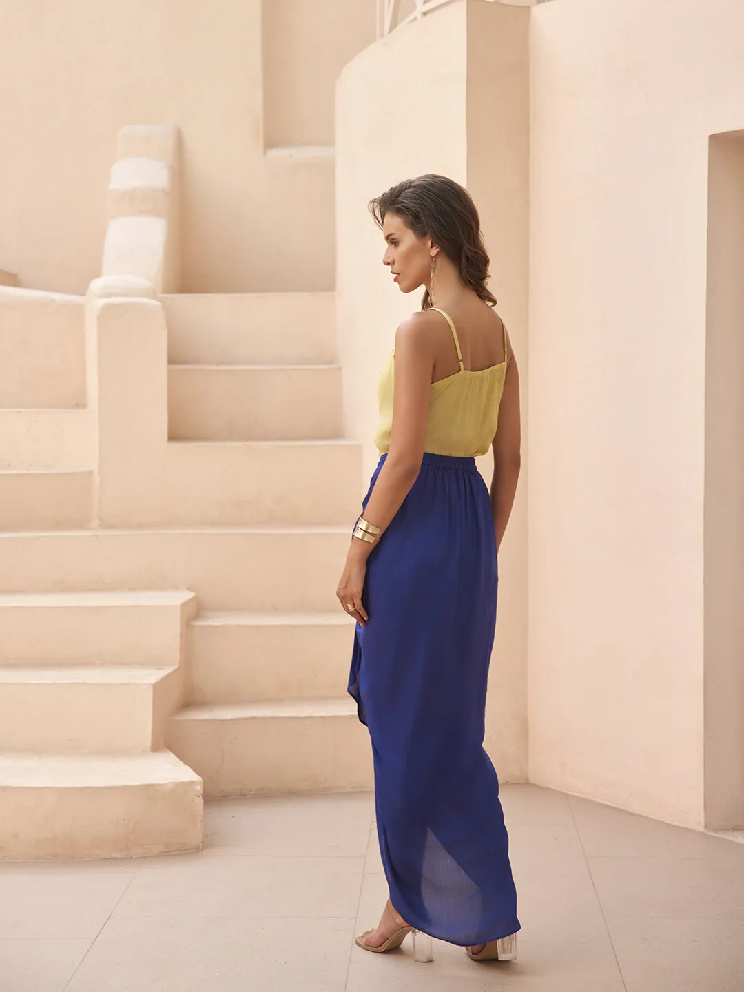 Cobalt Blue Marseille Draped Skirt