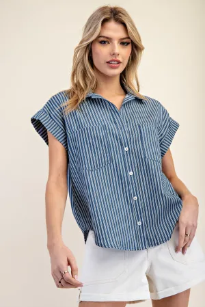 Codi Striped Denim Button Down