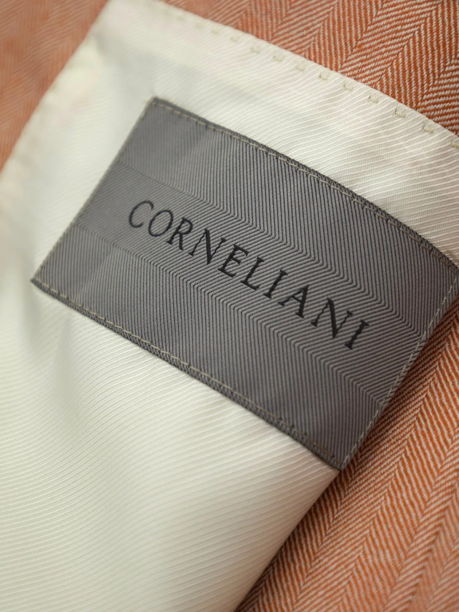 Corneliani Soft Orange Cashmere & Silk Herringbone Jacket