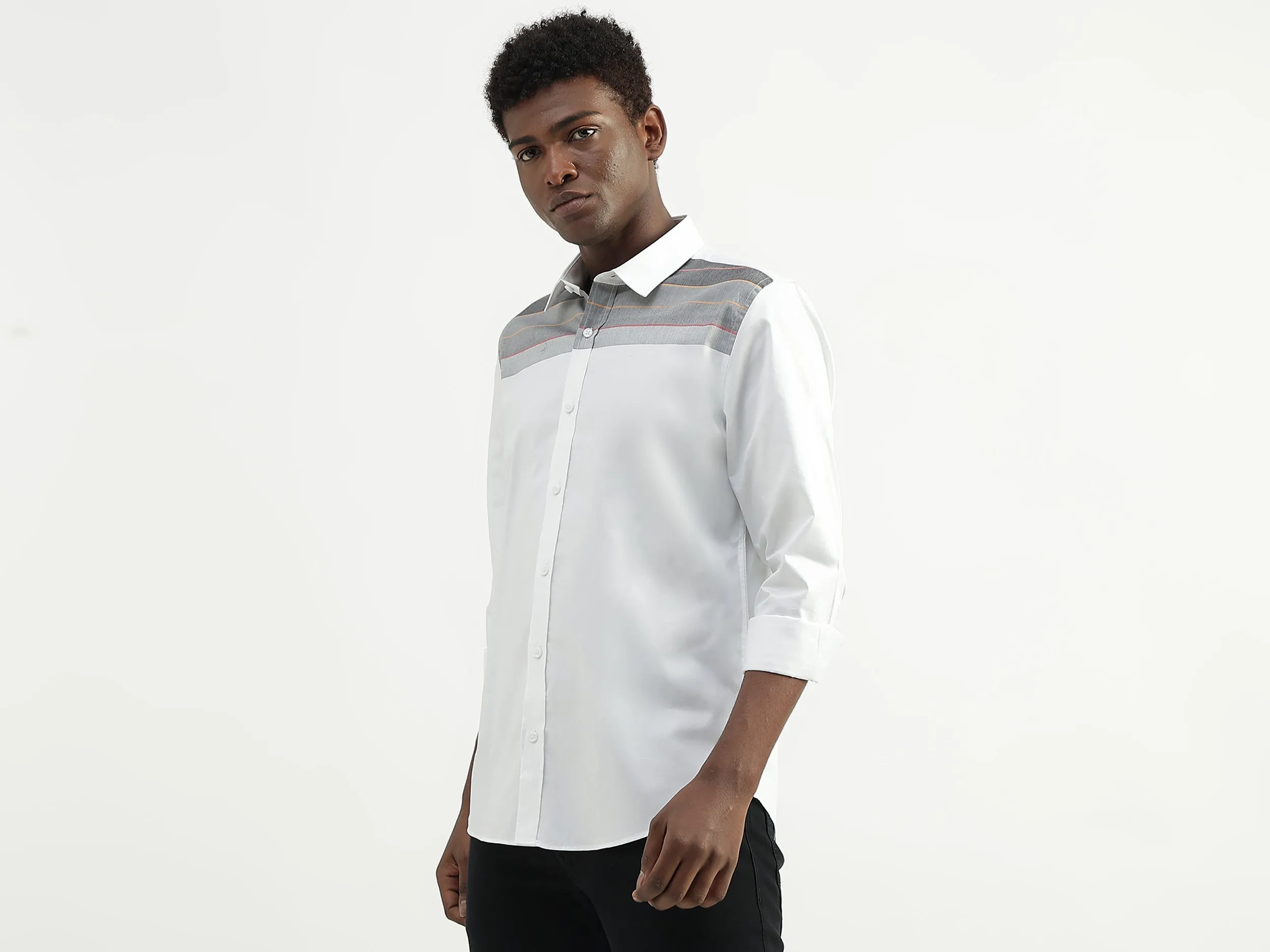 Cotton Striped Spread Collar Mens Shirts