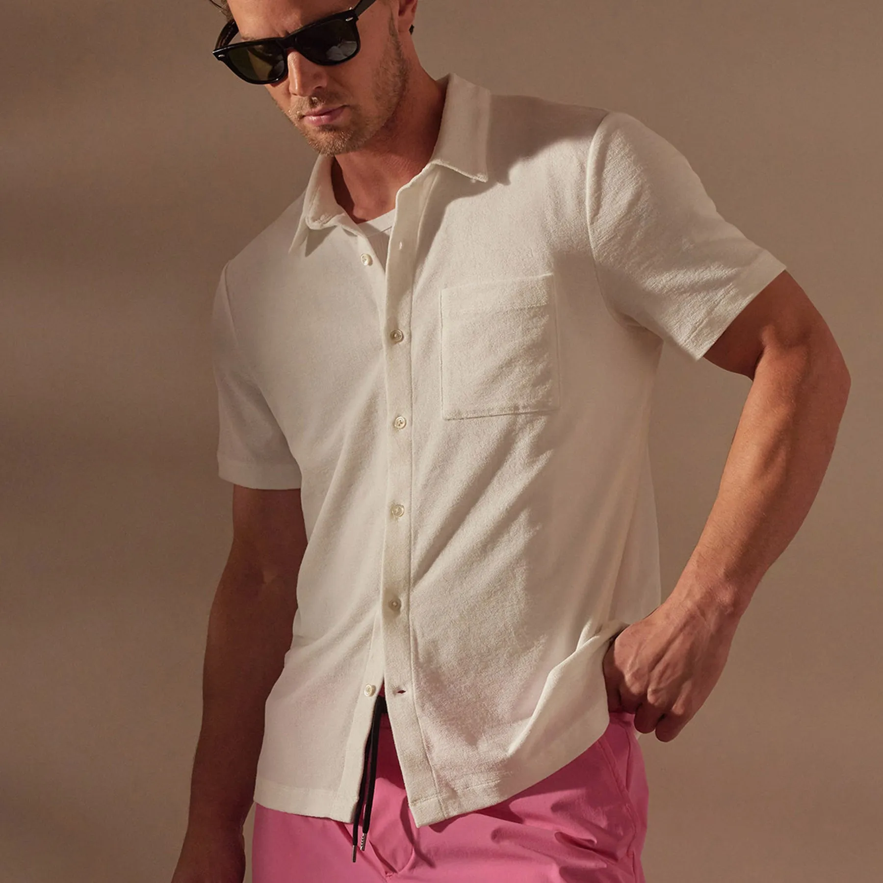 Cotton Terry Short Sleeve - White