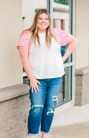 Count Me In Coral Detail Top