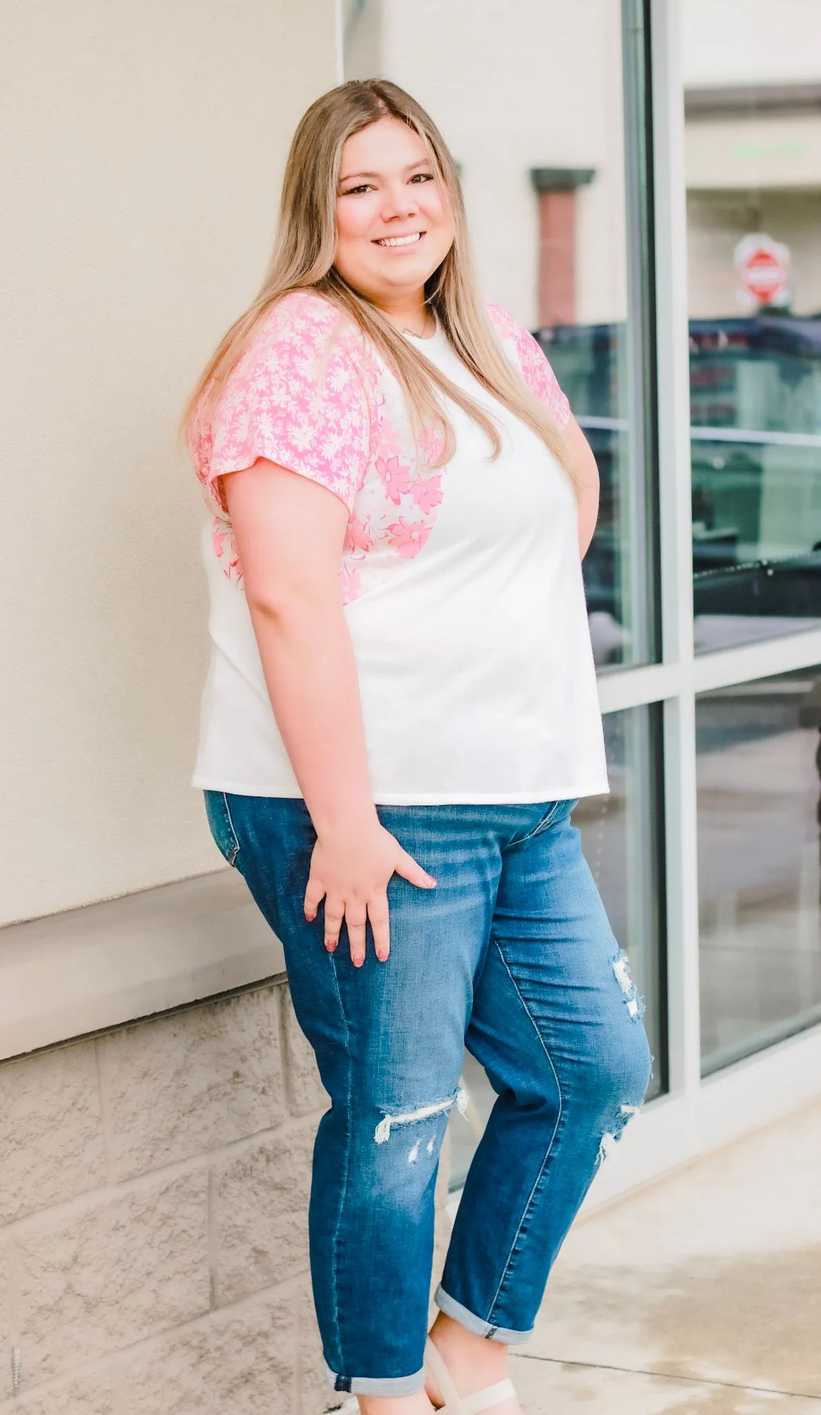Count Me In Coral Detail Top