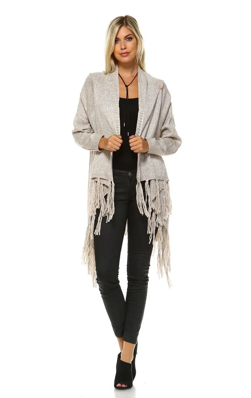 Cowl Aztec Cardigan Tribal Sweater Ponchos Oatmeal Tan