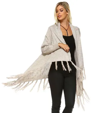 Cowl Aztec Cardigan Tribal Sweater Ponchos Oatmeal Tan