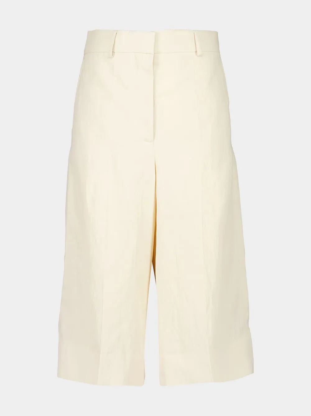 Cream Linen Viscose Culotte Shorts