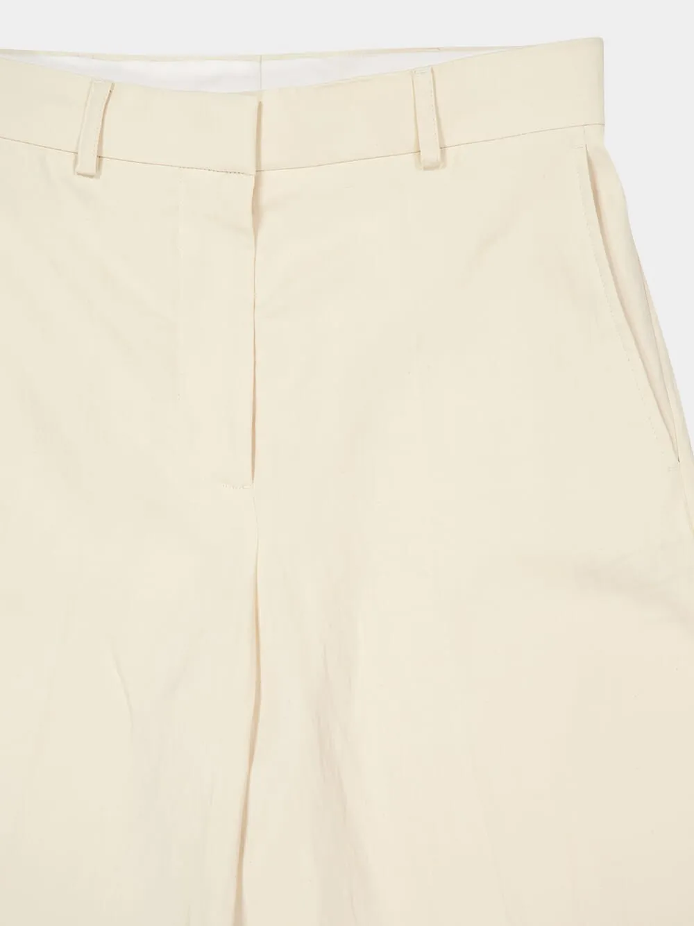 Cream Linen Viscose Culotte Shorts