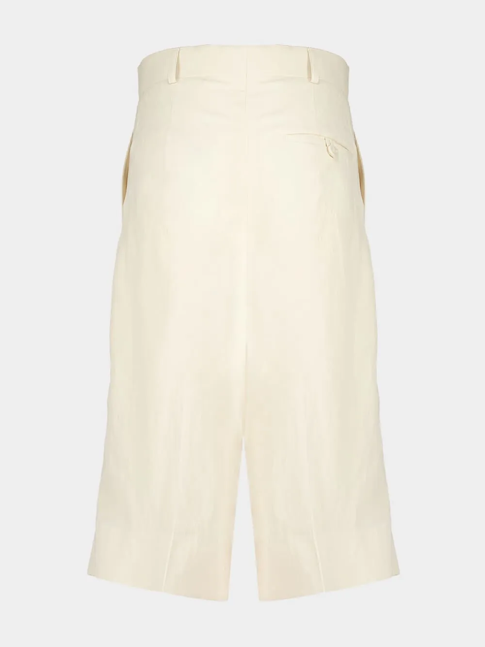 Cream Linen Viscose Culotte Shorts