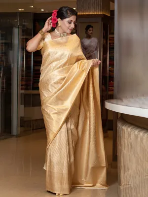 Cream Soft Silk Brocade Saree