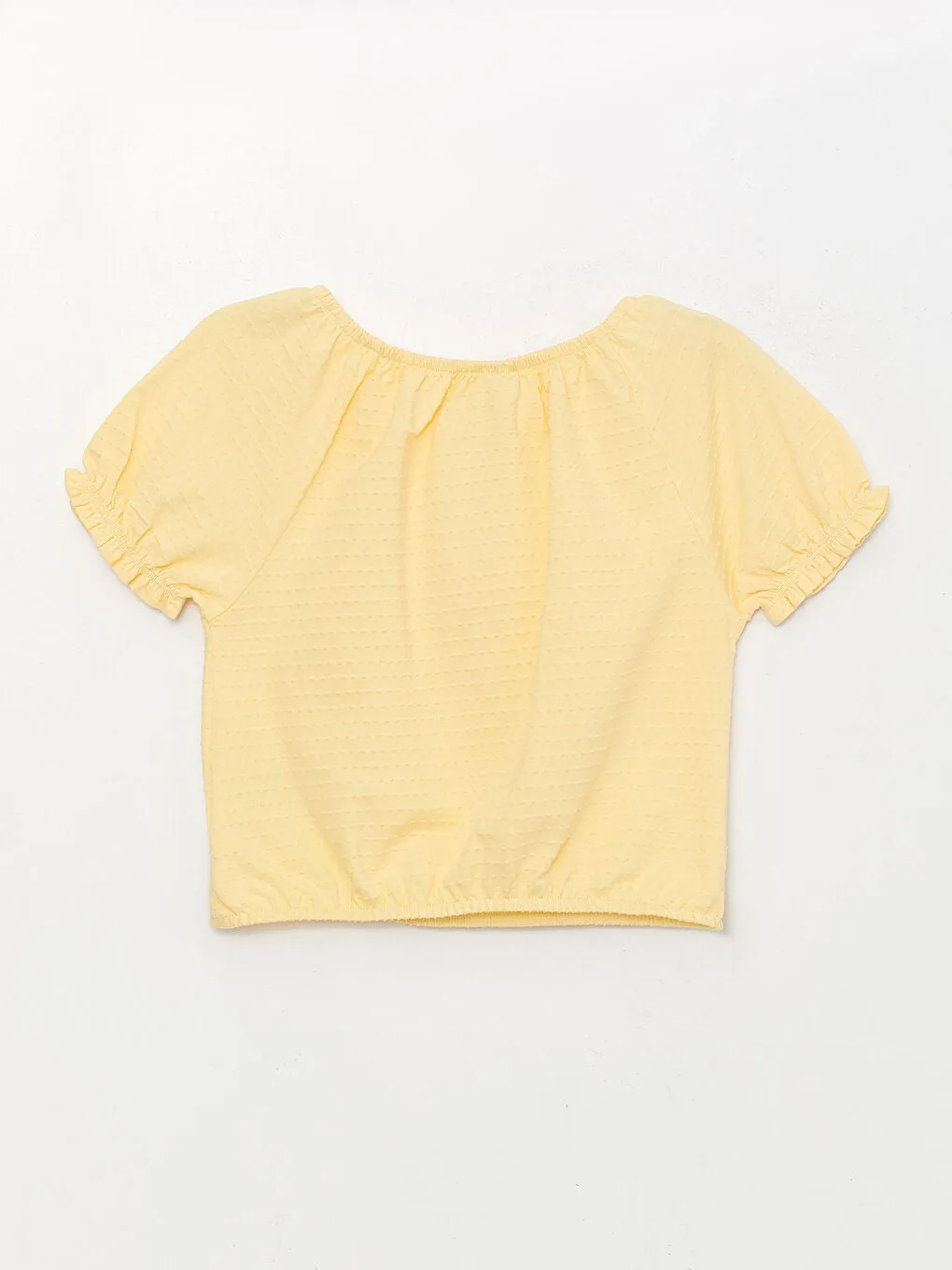 Crew Neck Basic Short Sleeve Girls Crop T-Shirt