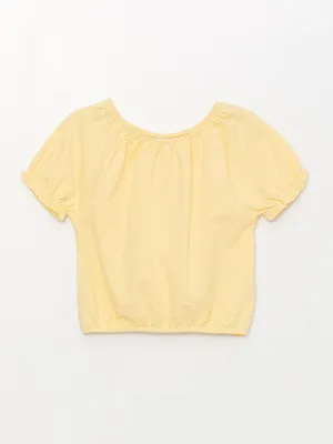 Crew Neck Basic Short Sleeve Girls Crop T-Shirt