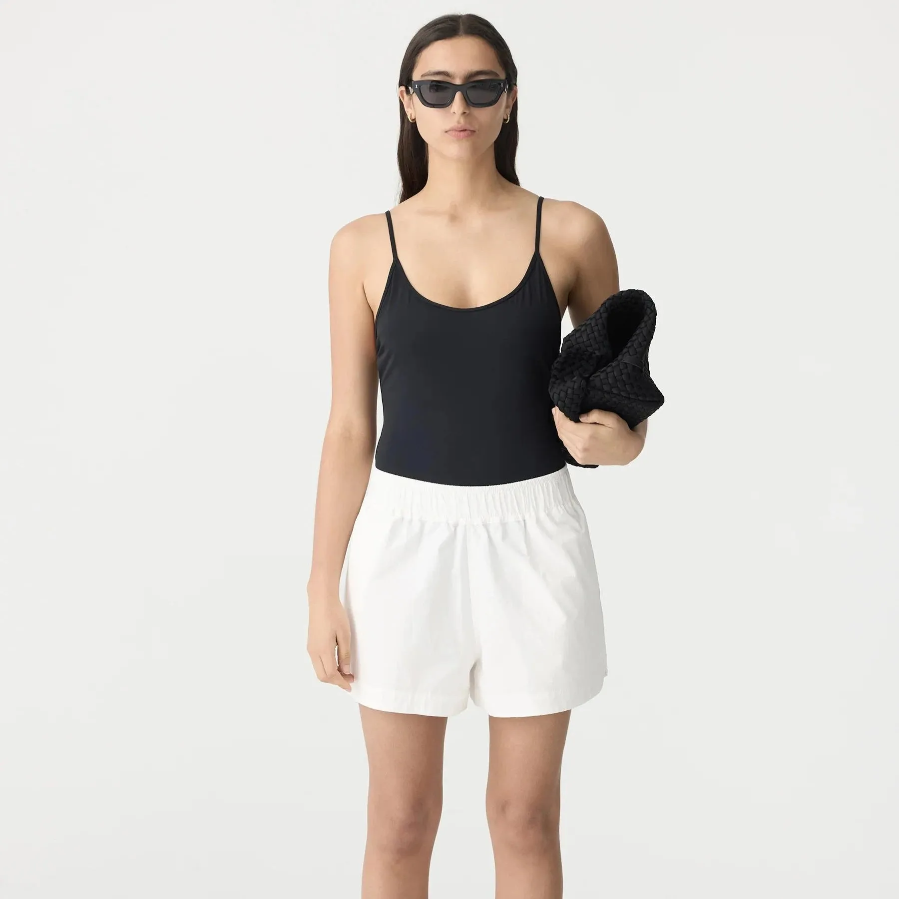 CRUSHED COTTON TENNIS SHORT - NATURAL