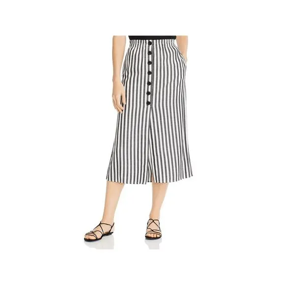 CUPCAKES AND CASHMERE Womens Black Stretch Pocketed Button-down Midi Skirt 2