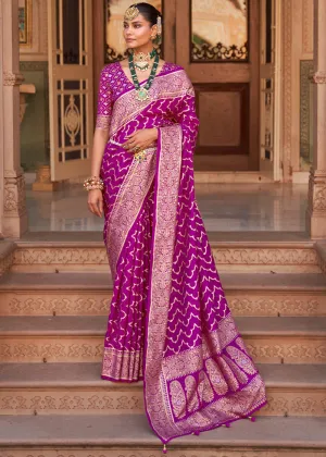 Dahlia Purple Printed Banarasi Soft Silk Saree