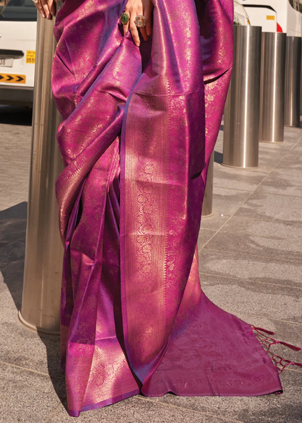 Dahlia Purple Woven Banarasi Brocade Silk Saree