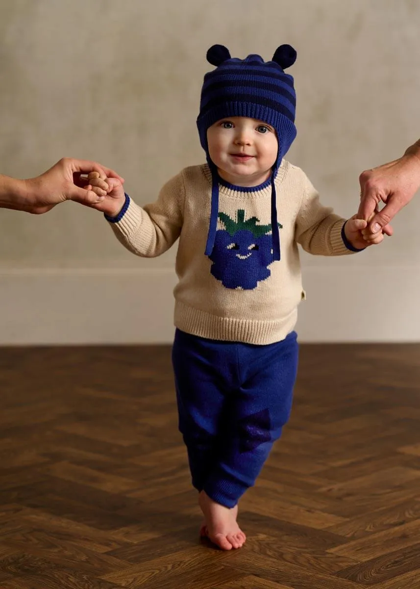 Damson - Blueberry Knit Hat With Ears