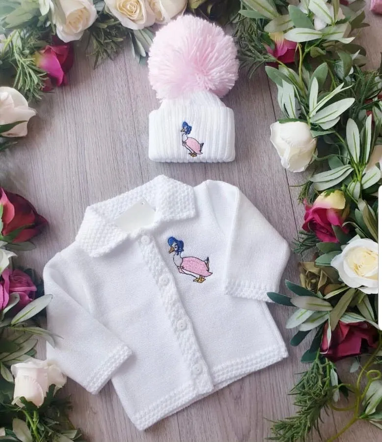 Dandelion beatrix potter Jemima Puddleduck Baby Girls Cardigan - White
