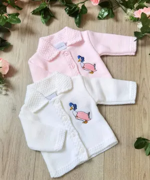 Dandelion beatrix potter Jemima Puddleduck Baby Girls Cardigan - White