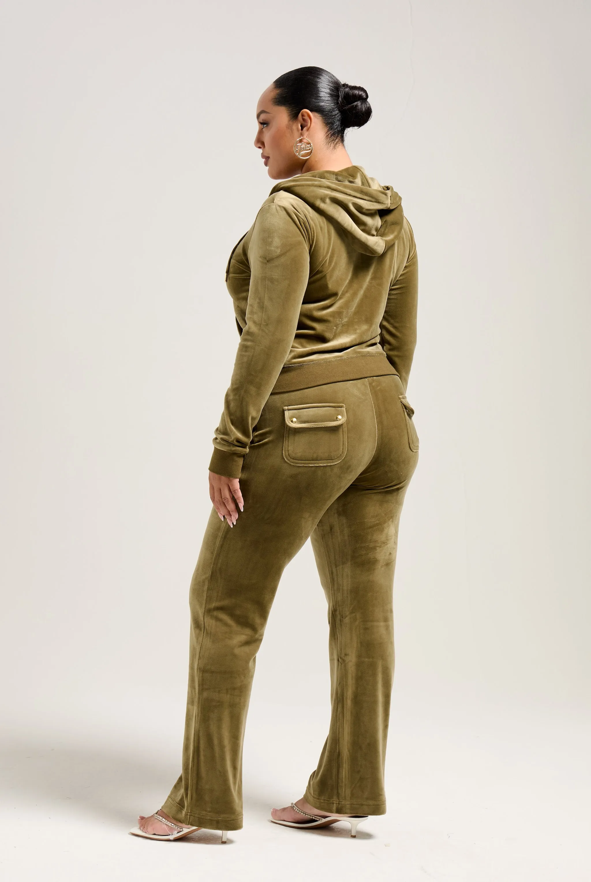 DARK OLIVE & GOLD CLASSIC VELOUR DEL RAY POCKETED BOTTOMS