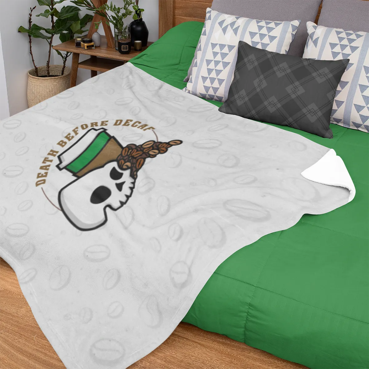 Death Before Decaf Throw Blanket