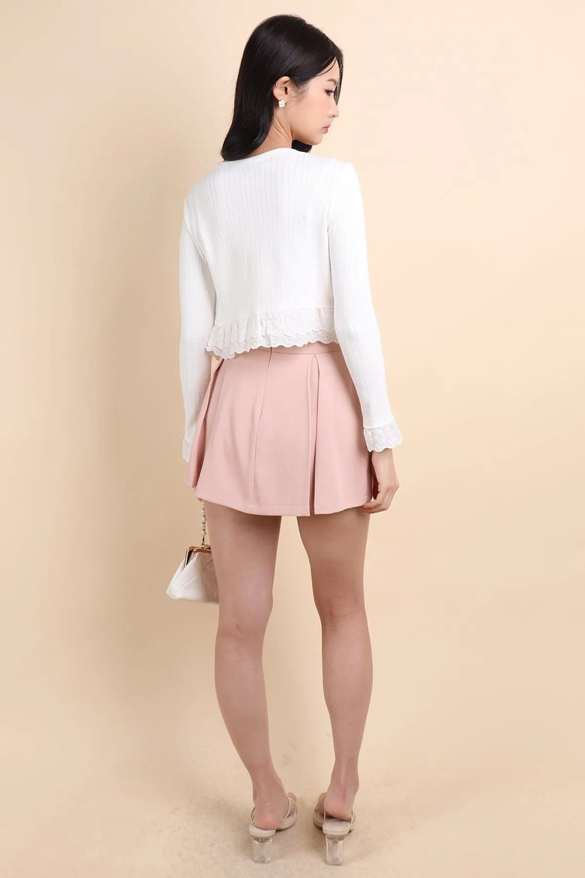 DEMURE CROPPED CARDIGAN IN WHITE