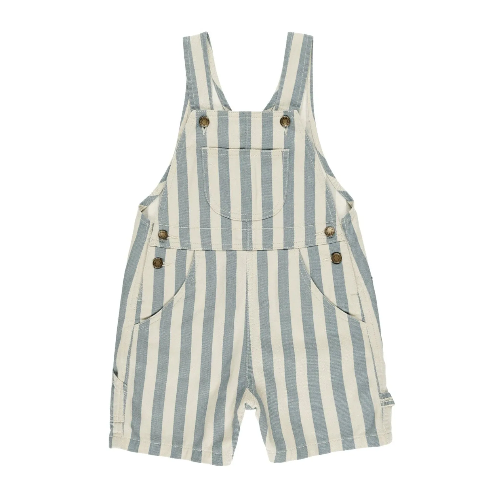 Denim Shortalls || Ocean Stripe