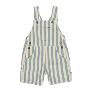 Denim Shortalls || Ocean Stripe