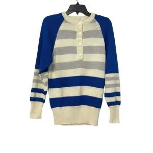 Diane Von Furstenberg Vintage Blue White Striped Wool Blend Sweater Size Small