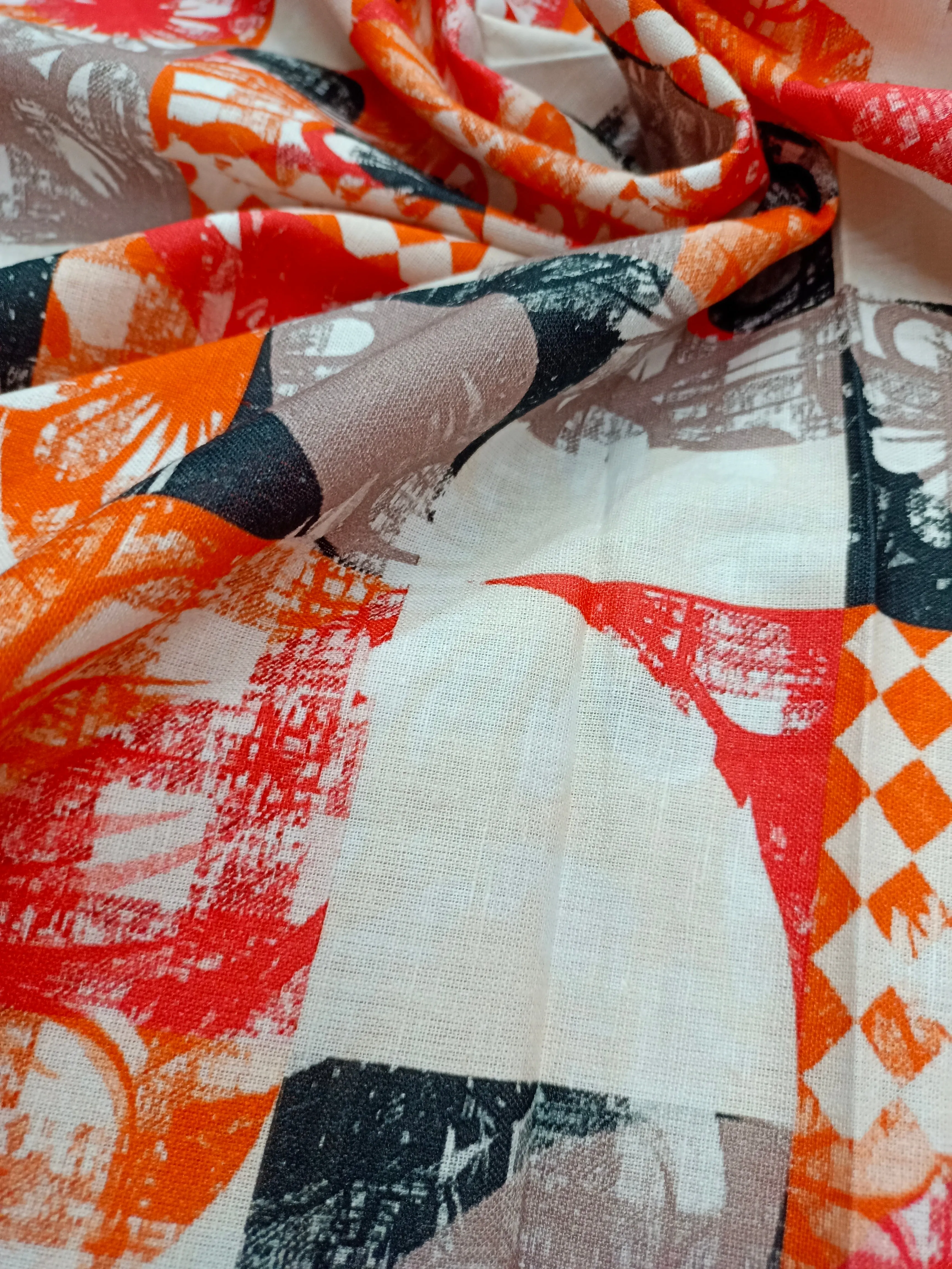 Digital Printed Linen Spun Cotton Soft Fabric