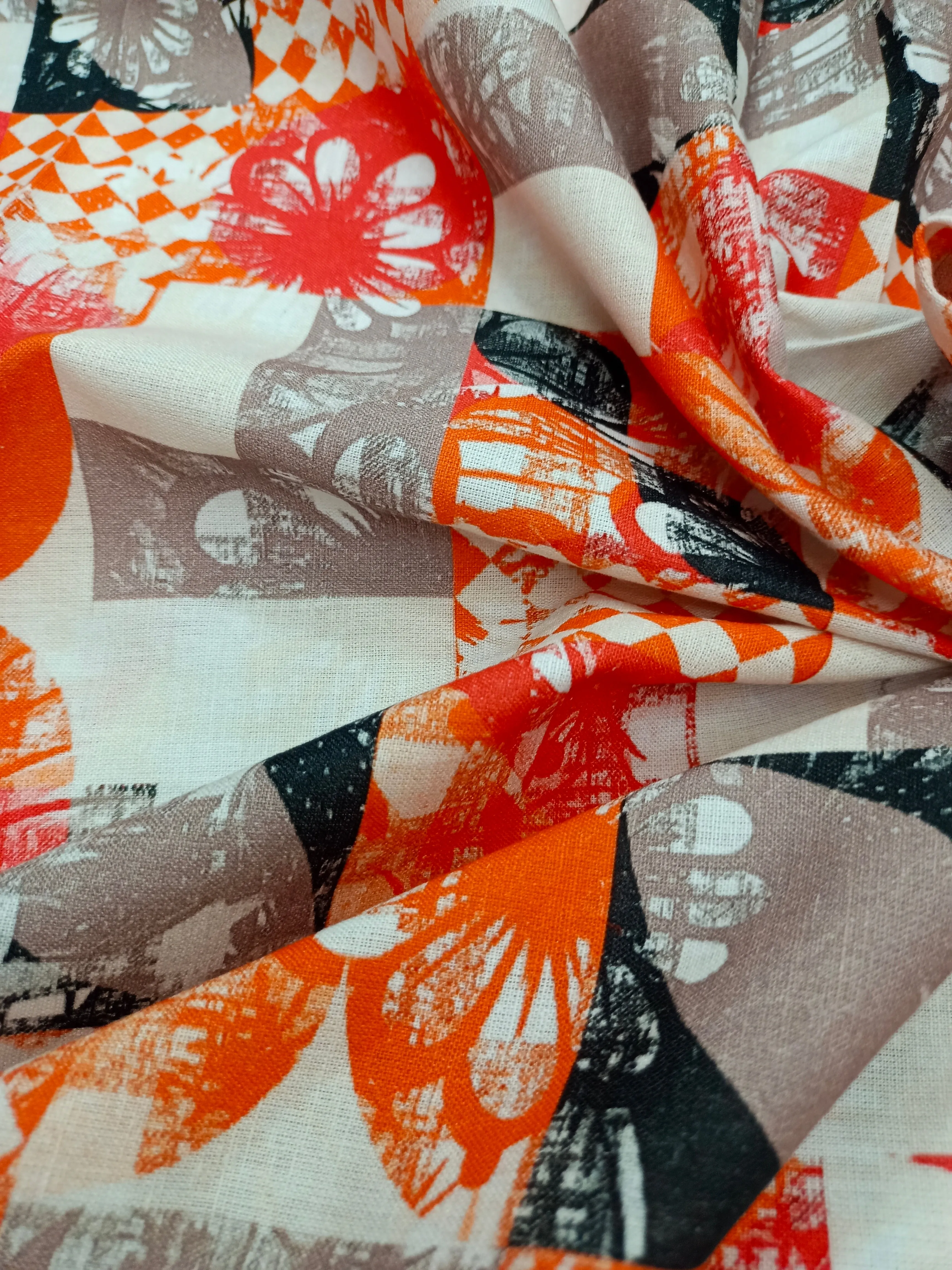 Digital Printed Linen Spun Cotton Soft Fabric