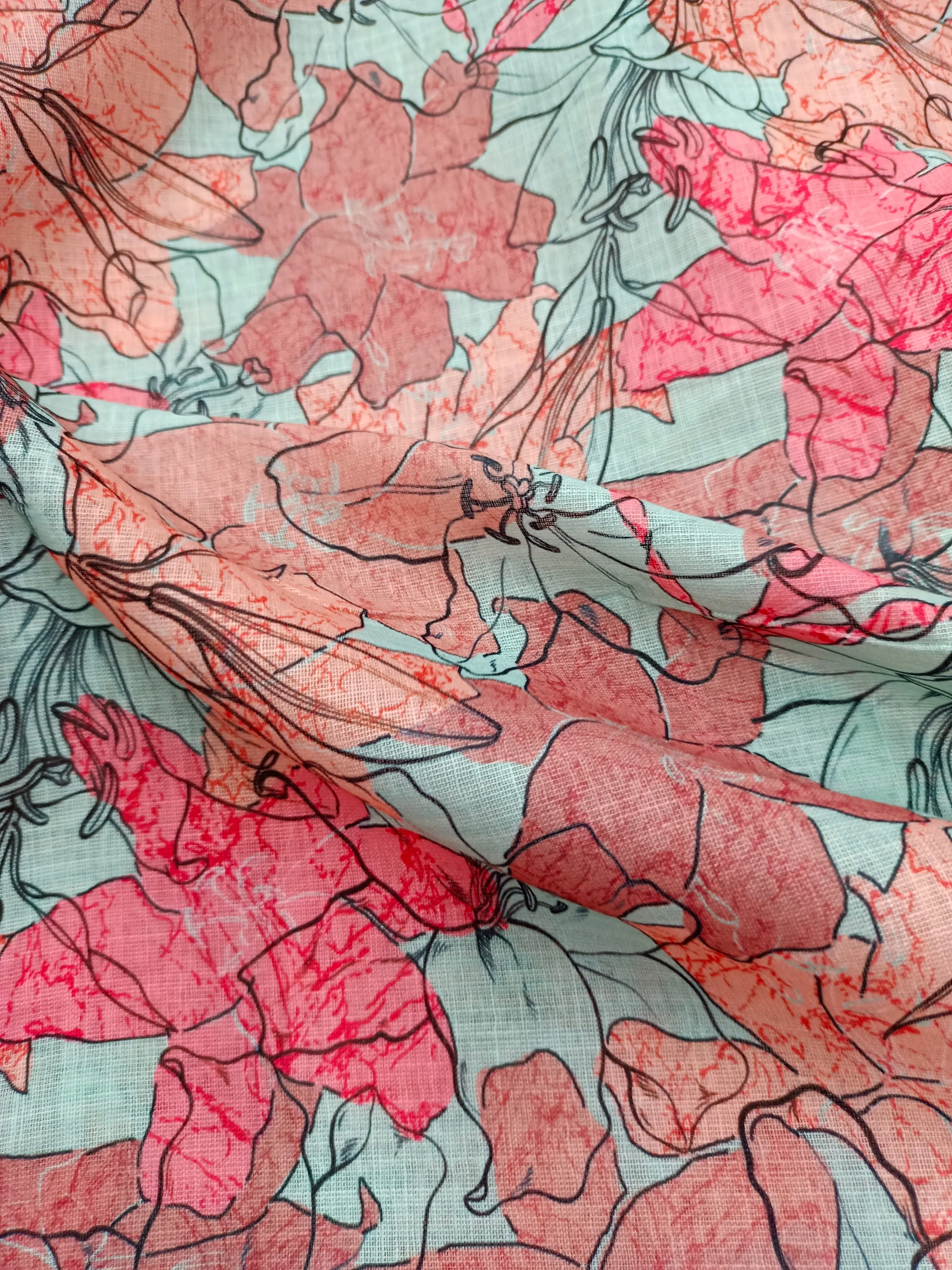 Digital Printed Linen Spun Cotton Soft Fabric