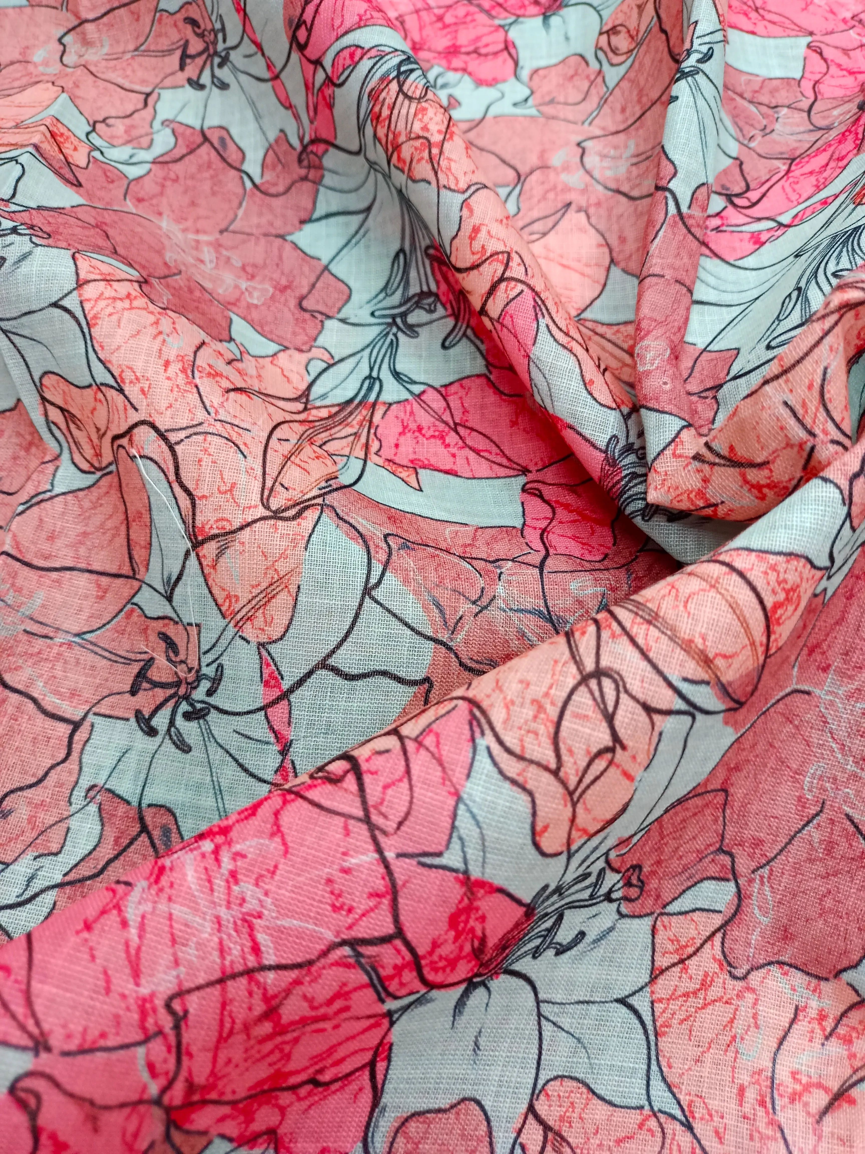 Digital Printed Linen Spun Cotton Soft Fabric