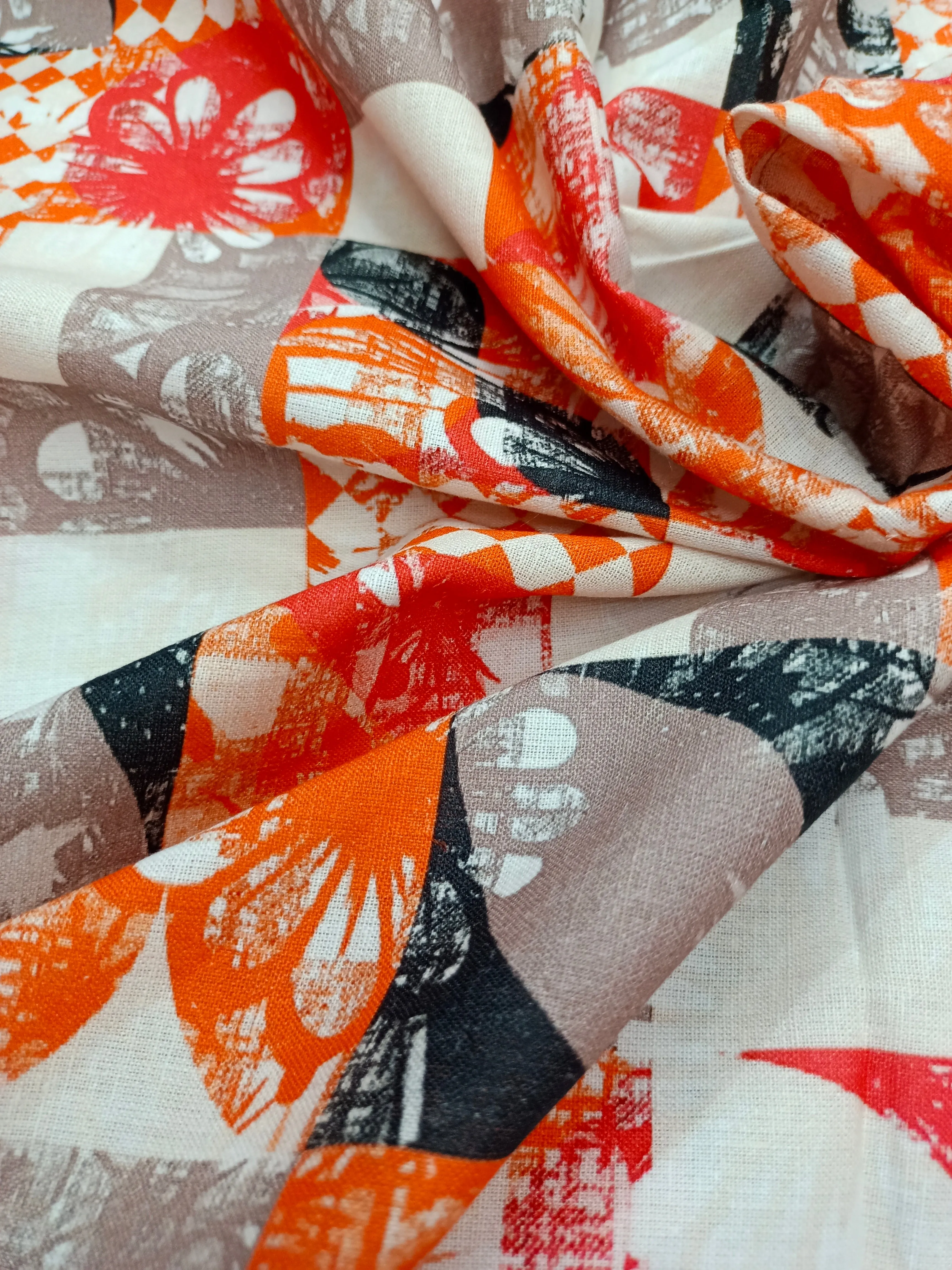 Digital Printed Linen Spun Cotton Soft Fabric