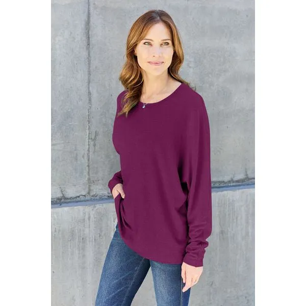 Double Take Full Size Round Neck Long Sleeve T-Shirt