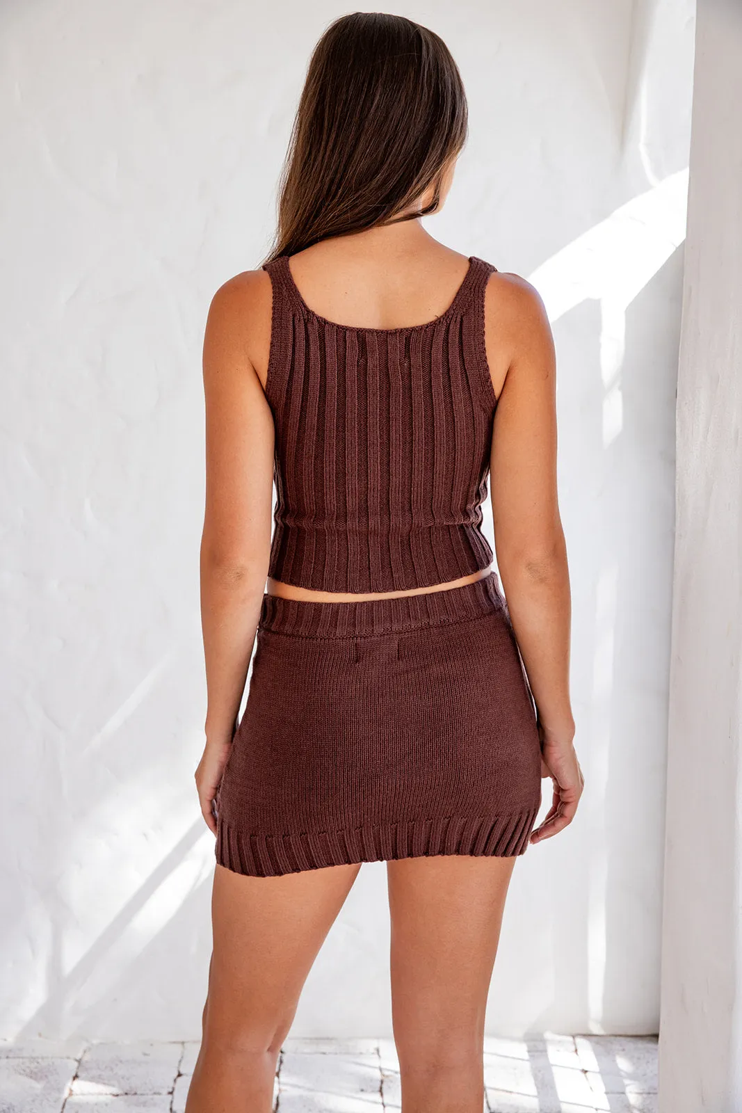 Eden Crop Singlet - Coffee
