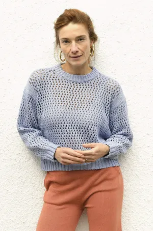 elora knit sweater in swedish sky