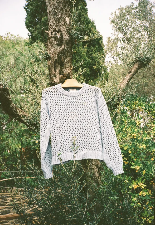 elora knit sweater in swedish sky
