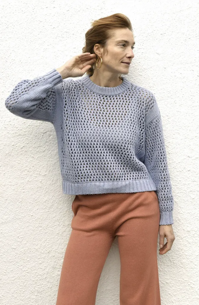 elora knit sweater in swedish sky