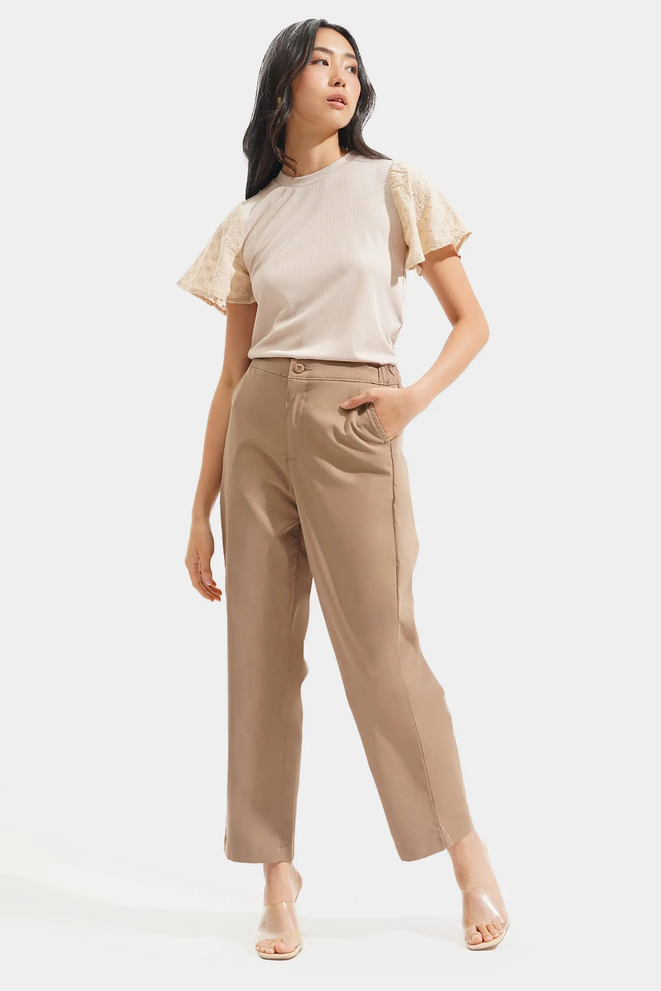 Eyelet Flounce Sleeve Tee