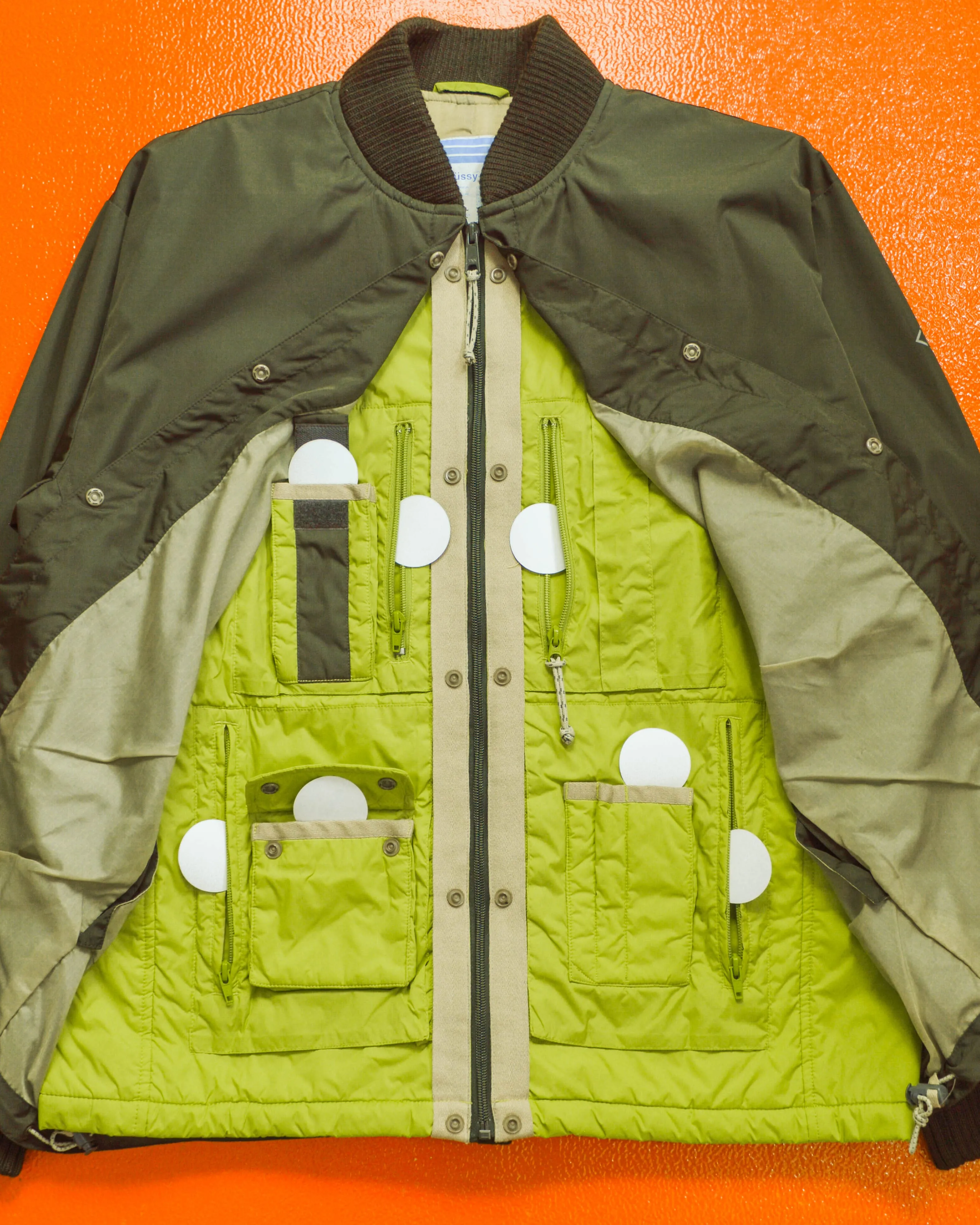 F.I.T Olive Brown / Lime Green X-Ray Hidden Tactical Vest Bomber Jacket (XL)