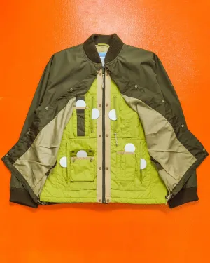 F.I.T Olive Brown / Lime Green X-Ray Hidden Tactical Vest Bomber Jacket (XL)