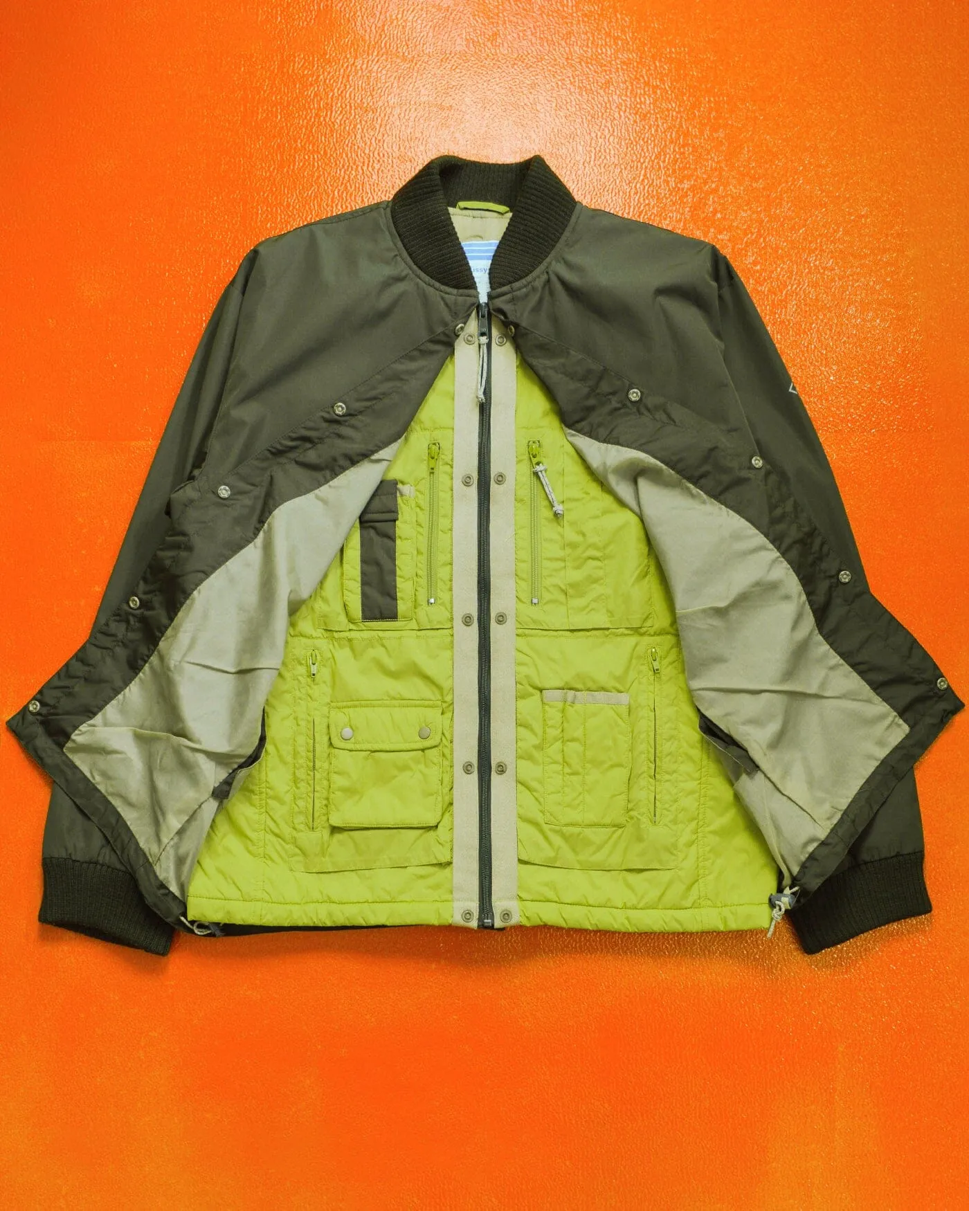 F.I.T Olive Brown / Lime Green X-Ray Hidden Tactical Vest Bomber Jacket (XL)