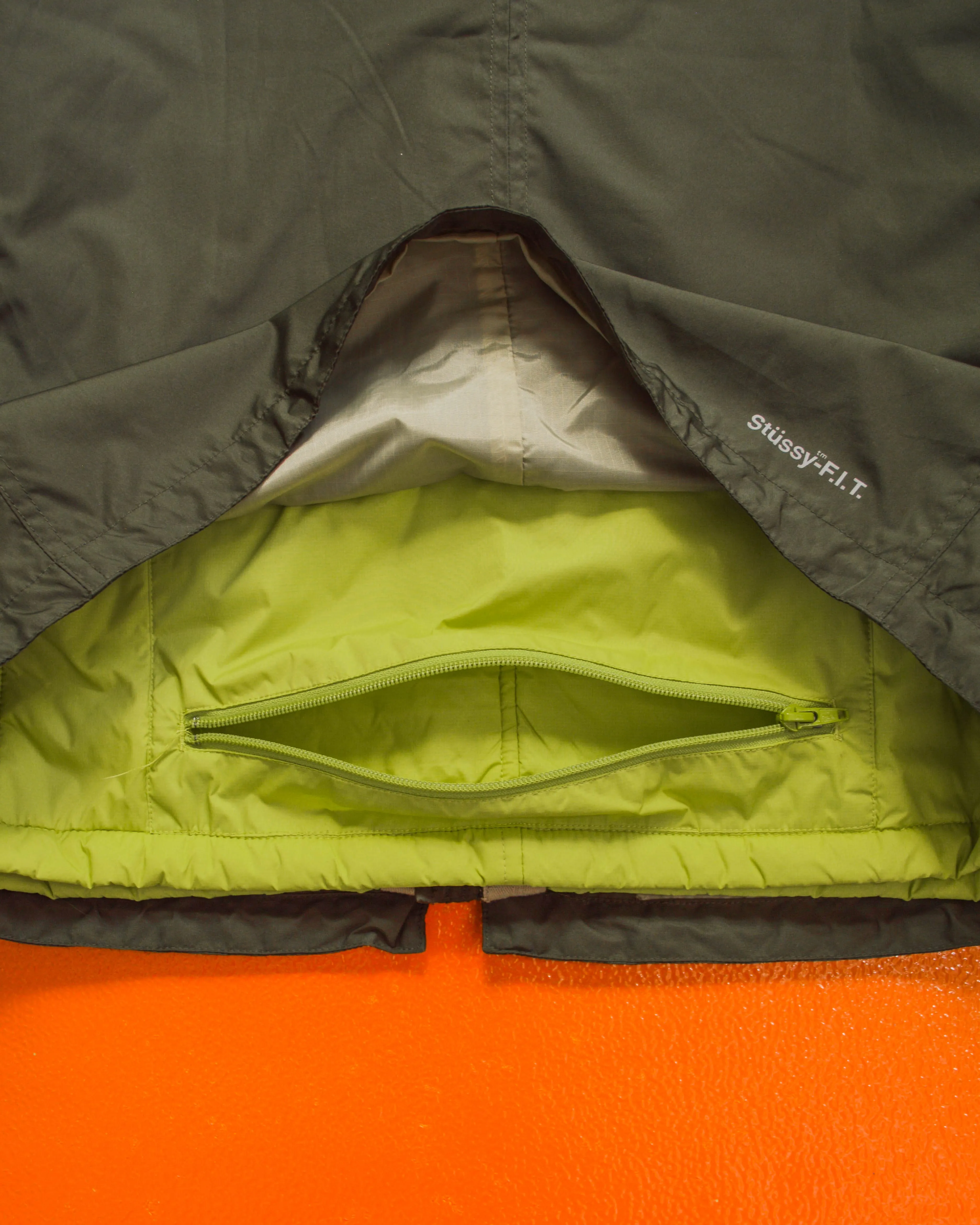F.I.T Olive Brown / Lime Green X-Ray Hidden Tactical Vest Bomber Jacket (XL)