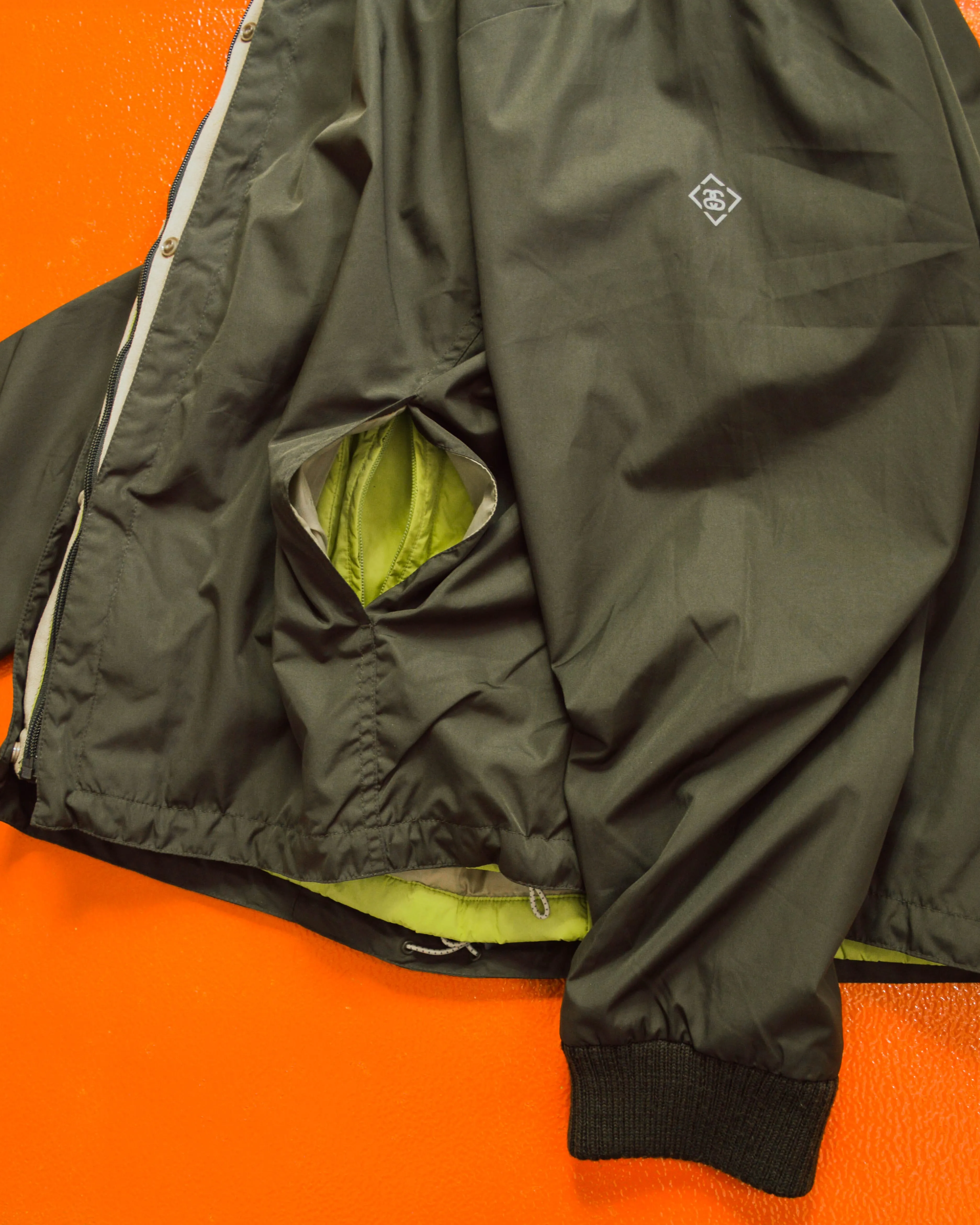 F.I.T Olive Brown / Lime Green X-Ray Hidden Tactical Vest Bomber Jacket (XL)