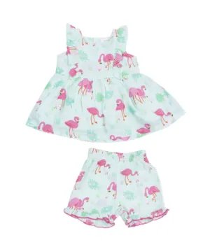 Flamingos Ruffle Tank and Short Set