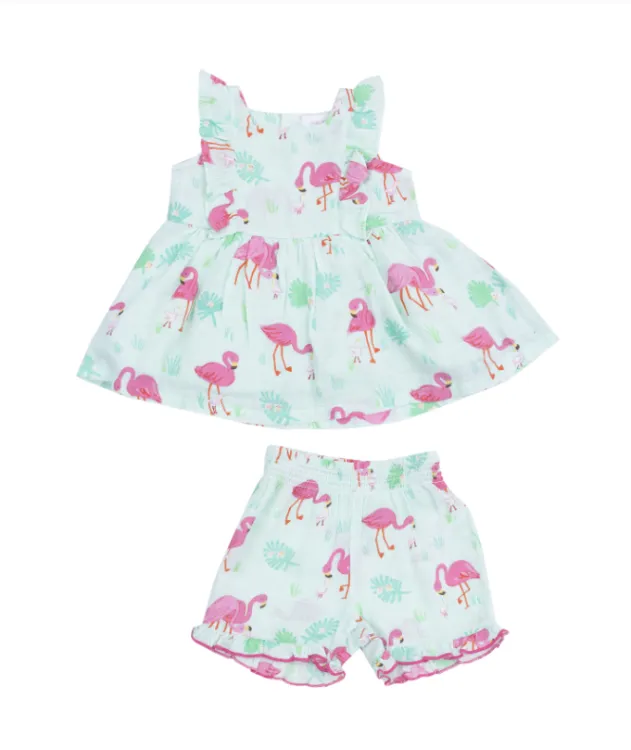 Flamingos Ruffle Tank and Short Set