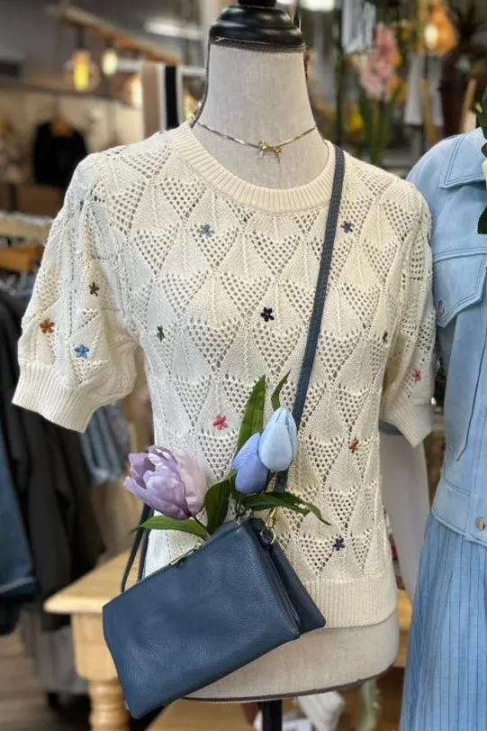 Floral Embroidery Sweater Top